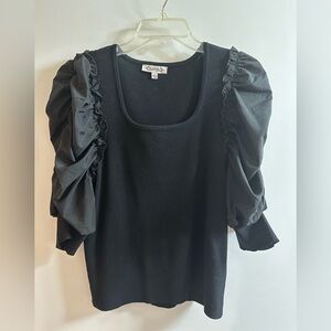 Nanette Lepore Chic Black Ruffle Sleeve Blouse
